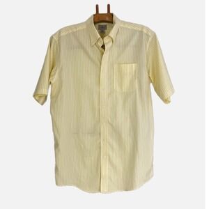L.L.Bean Button‎ Down Shirt Mens L-Tall Yellow Striped Wrinkle Resistant Cotton